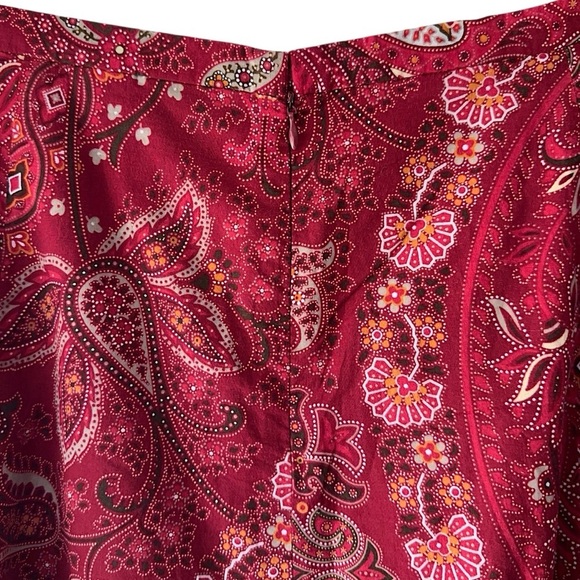 LIZ & CO | NWOT PAISLEY MIDI SKIRT PURE COTTON BOHO FLARED LINED RICH RED | 16 - Picture 5 of 8